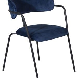 Arrow Spisebordsstol m. armlæn, Blå velour