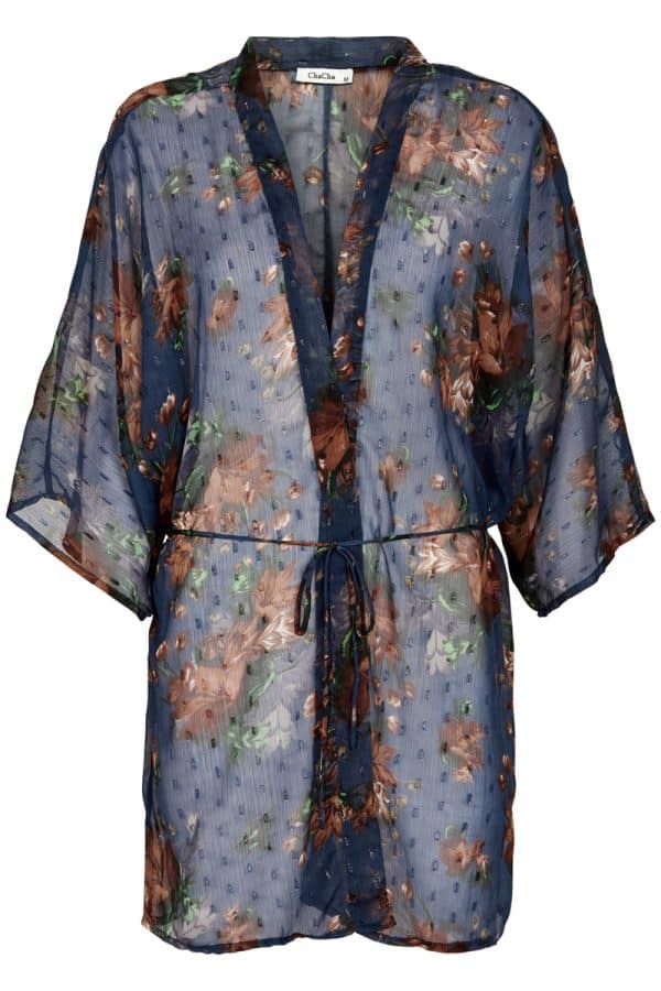 Cha Cha Chiffon Kimono Ec Blå, Størrelse: XL, Farve: Blå, Dame