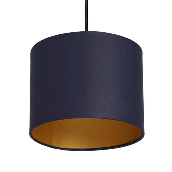 Soho hængelampe, cylinder, 1 lk, Ø 18cm, blå/guld