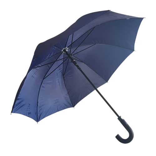 Stor blå paraply diameter 119 cm sort buet skaft - Luna