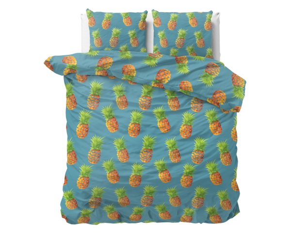 Ananas sengesæt, blå 200 x 220 cm