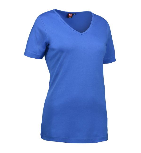 Blå t-shirt til dame med v-hals - 3XL