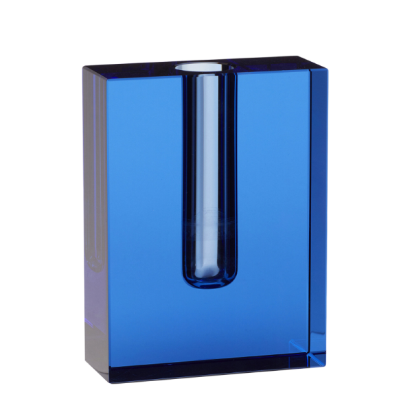 Block - Vase, i Blå Glas