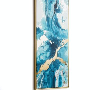 Cavour, Vægkunst i ramme, moderne by LaForma (H: 120 cm. B: 50 cm. L: 4.3 cm., Blå/Guld)