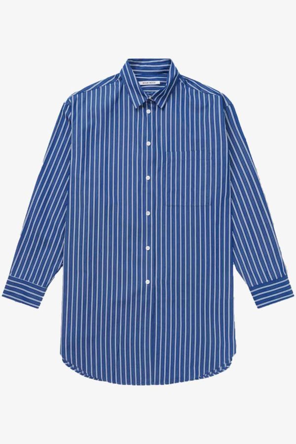 Charlene dobby stripe shirt - Blue stripes - Wood Wood - Blå XS