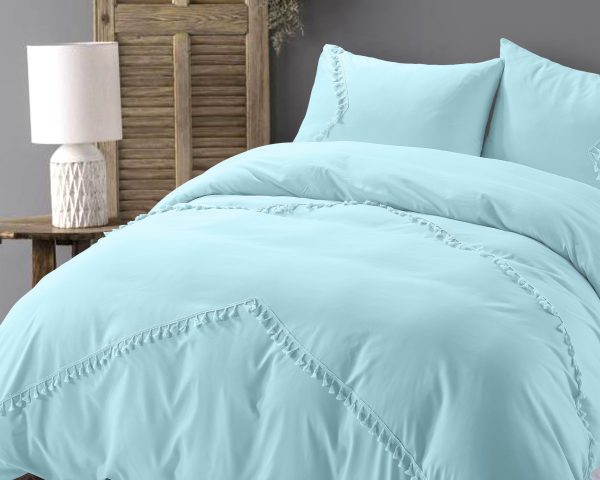 Fashion Lace sengesæt, baby blå 140 x 220 cm