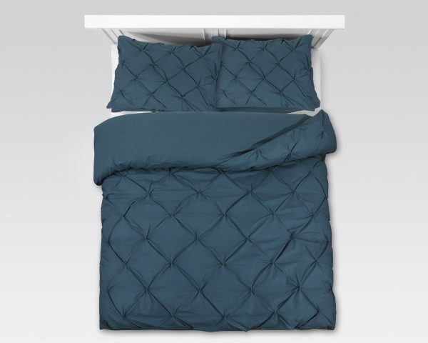 Kvadrat-mønstret sengesæt, blå 140 x 220 cm