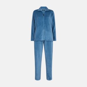 Pyjamas sæt i velour | bomuld | blå