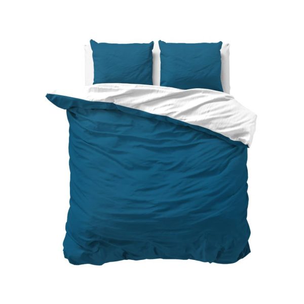 Twin Face sengesæt, navy blå/hvid 200 x 220