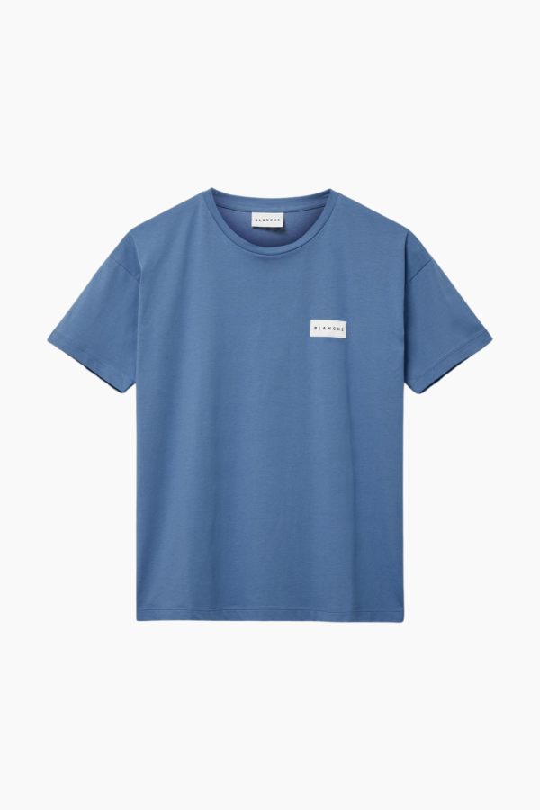Main-BL Badge T-Shirt - Riverside - Blanche - Blå XL