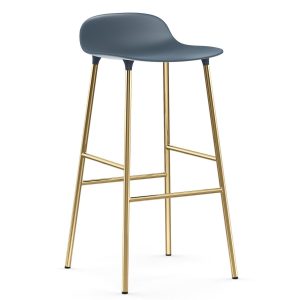 Normann Copenhagen Form barstol messingben 75 cm Blå