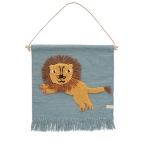 OYOY Jumping Lion vægdekoration 52x55 cm Blå