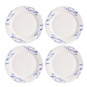 Scandi Living Havspil frokosttallerken 21 cm, 4 stk. blå-hvid