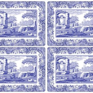 Spode Blue Italian bordbrikker 4-pak Blå-hvid