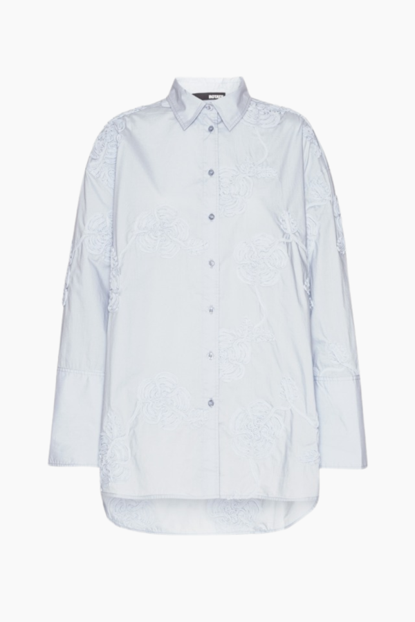 Flower Oversized Shirt - Skyway Blue - ROTATE - Blå XS