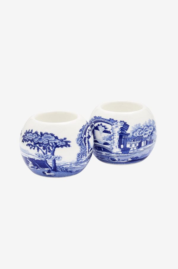 Spode - Fyrfadsstager Blue Italian 6 cm x 7,5 cm, 2-pak - Blå - Lysestager & lanterner - - Homeroom