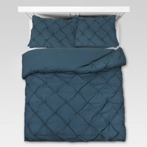 Kvadrat-mønstret sengesæt, blå 200 x 220 cm