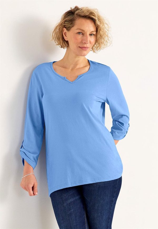 Jerseytop med 3/4 lange ærmer