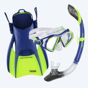 Aqualung snorkelsæt til voksne - Admiral - Blå/grøn