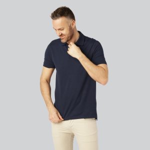 Bambus polo i navy blå til mænd