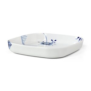 Blå Mega Riflet ovnfast firkantet fad - 30x30 cm.