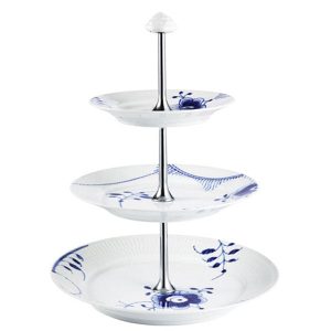 Blå Mega riflet Etagere - 35 cm.