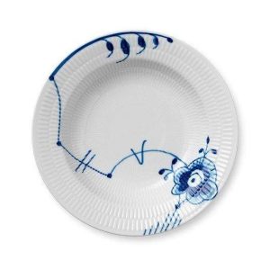 Blå Mega riflet dyb tallerken - 21 cm.