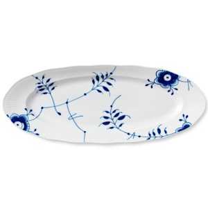 Blå Mega riflet fad - 60 cm.