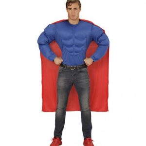 Blå Muskelbluse med Kappe Kostume