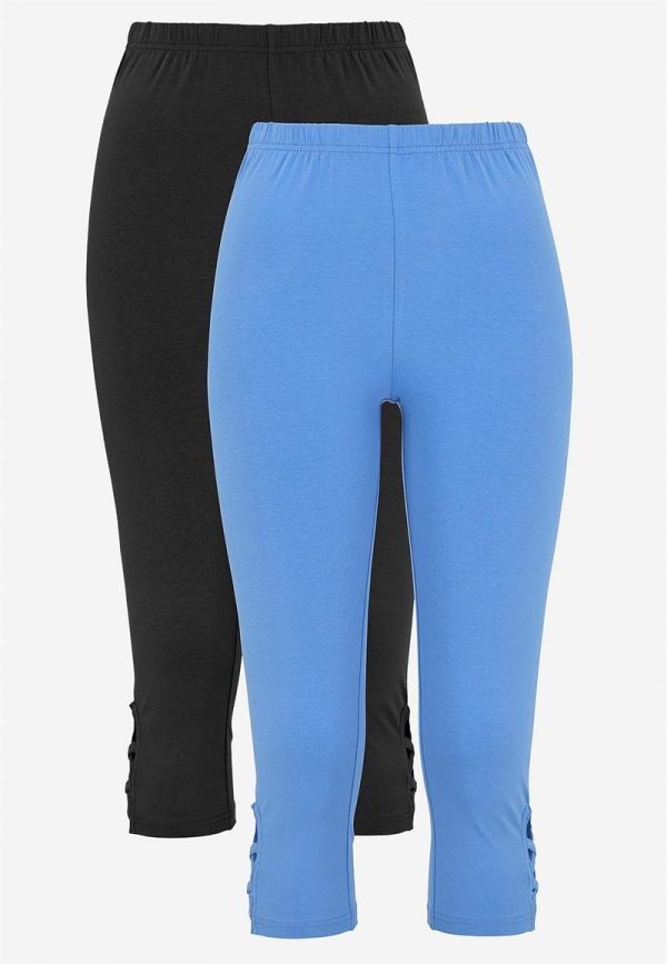 Capri leggings med dejlige detaljer 2-pack