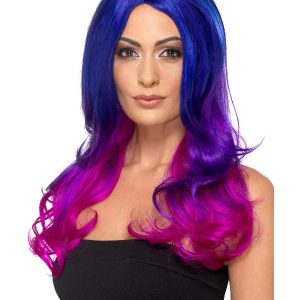 Deluxe Lang Ombre Paryk Blå Lilla