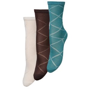 Diamond Glitter strømper, 3 pak - off-white/blå/brun