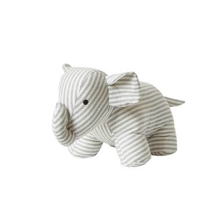 Dørstopper elefant 25 cm strib grå/blå