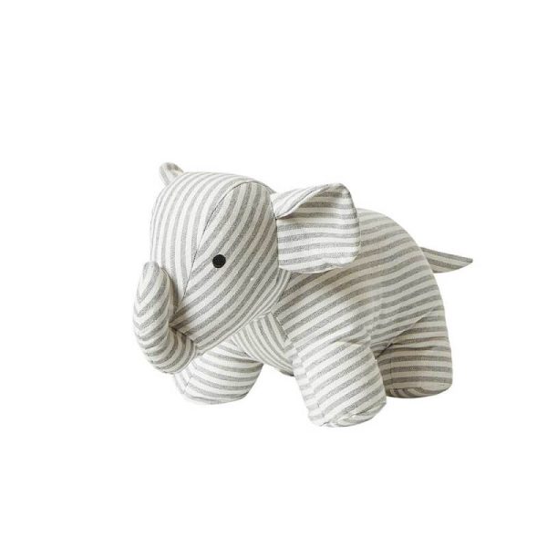 Dørstopper elefant 25 cm strib grå/blå