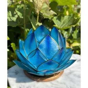Lotus lysestage blå large - Lotus Lysestager - GodKarmaShop