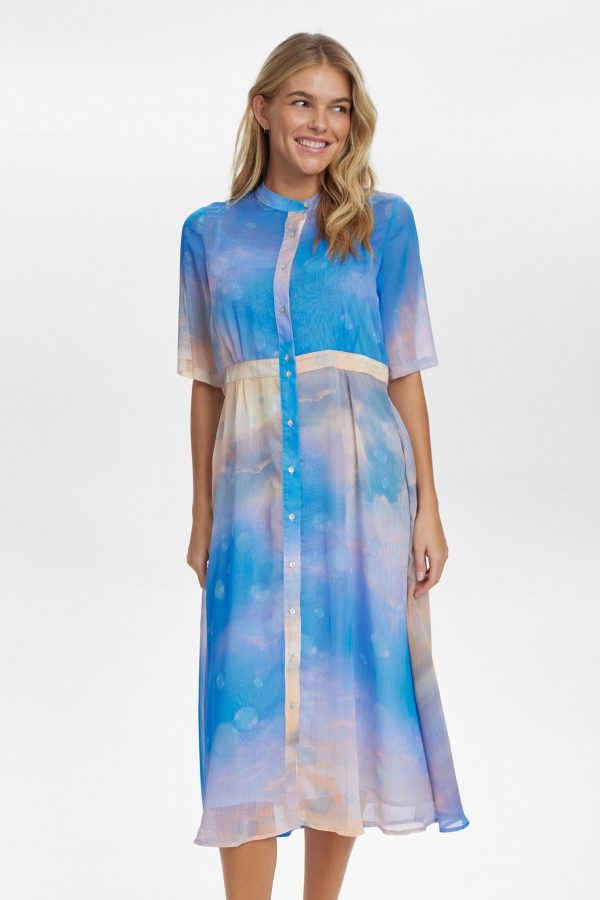NÜMPH - NUKYNDALL SS SKYE DRESS - Cerulean - 34 - Blå - Dress