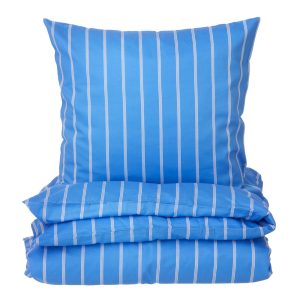 Pin Stripe Single sengesæt - blå