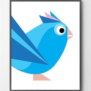 Plakat illustration - Birdy Blå - 30x40 cm.