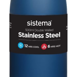 Sistema Stainless Steel drikkeflaske 500 ml - Mørke Blå