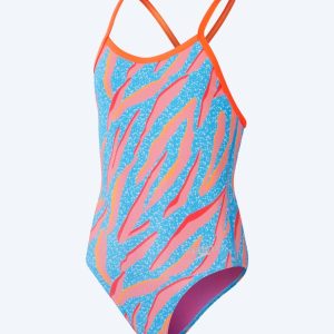 Speedo badedragt til piger - Allover Digital V-Back - Blå/orange