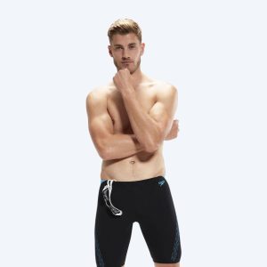 Speedo lange badebukser til mænd - Hyperboom Splice - Sort/blå