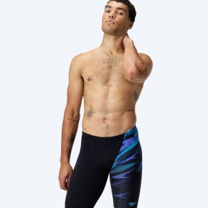 Speedo lange badebukser til mænd - Hyperboom V-Cut - Sort/blå