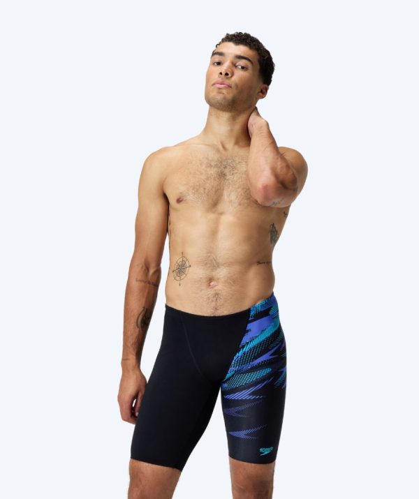 Speedo lange badebukser til mænd - Hyperboom V-Cut - Sort/blå