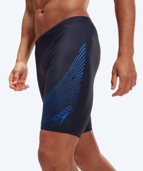 Speedo lange badebukser til mænd - Medley Logo - Mørkeblå/blå
