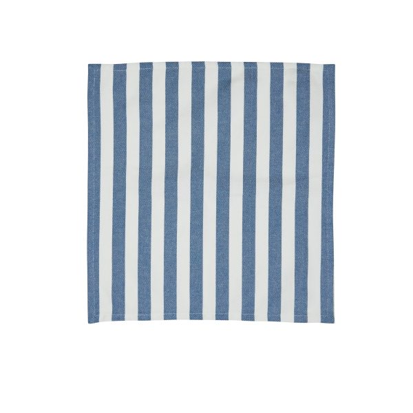 Stribet stofserviet, hvid/blå - 45x45 cm.