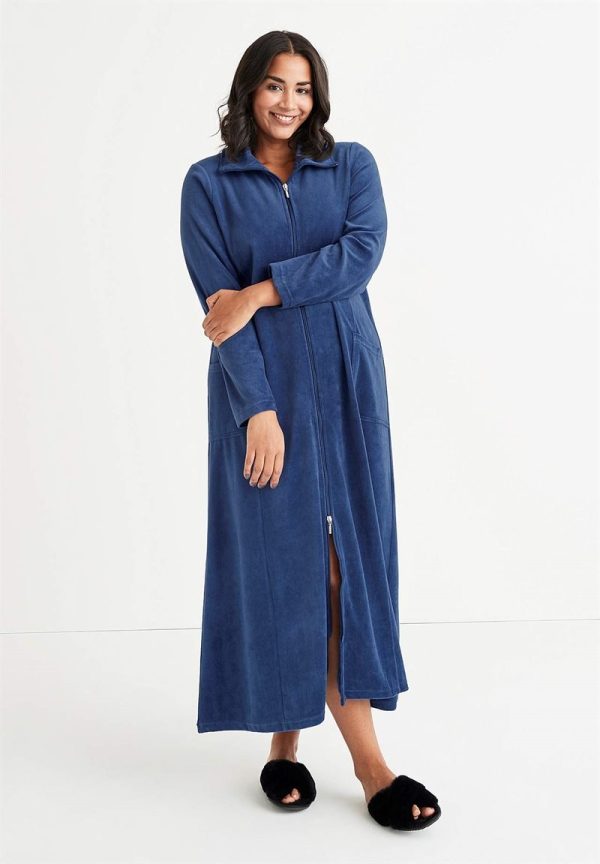Velour, lang morgenkåbe