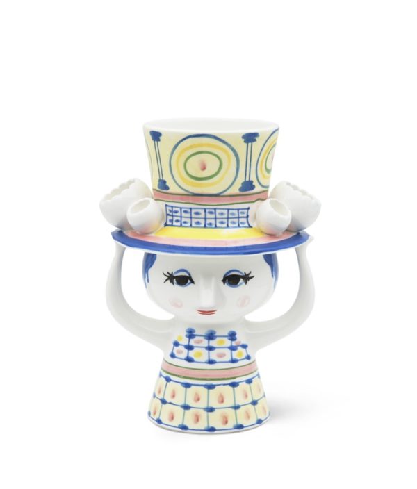 Bjørn Wiinblad vase Lady with hat vase blå H20,5 cm