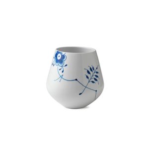 Blå Mega Riflet vase mellem - H20,5 cm.