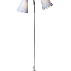 Fodgænger Gulvlampe krom m/blå nistret skærme