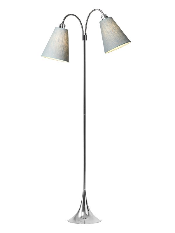Fodgænger Gulvlampe krom m/lys turkis blå skærme